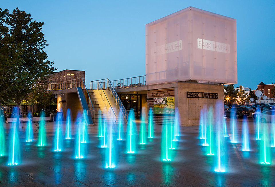 Canal Park Interactive Fountain at Night