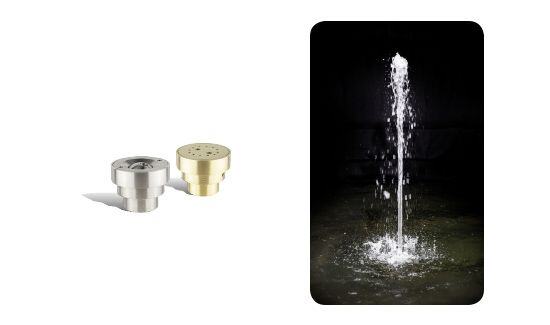 Flush Mount Jet Cluster Fountain Nozzle product photo and water effect