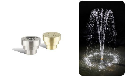 Flush Mount Crown Jet Fountain Nozzle product photo and water effect