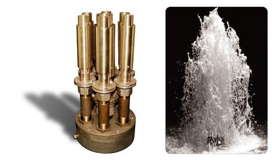 Aerated Pod Fountain Nozzle product photo and water effect