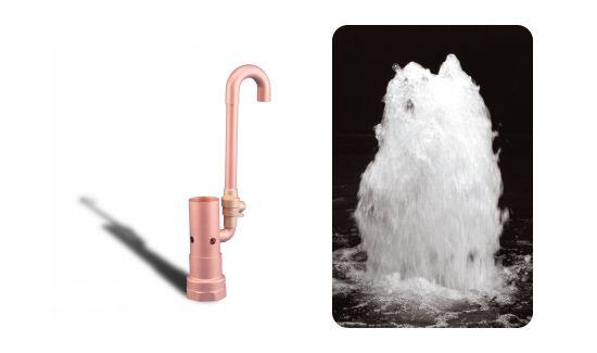 Bubbler Fountain Nozzle product photo and water effect