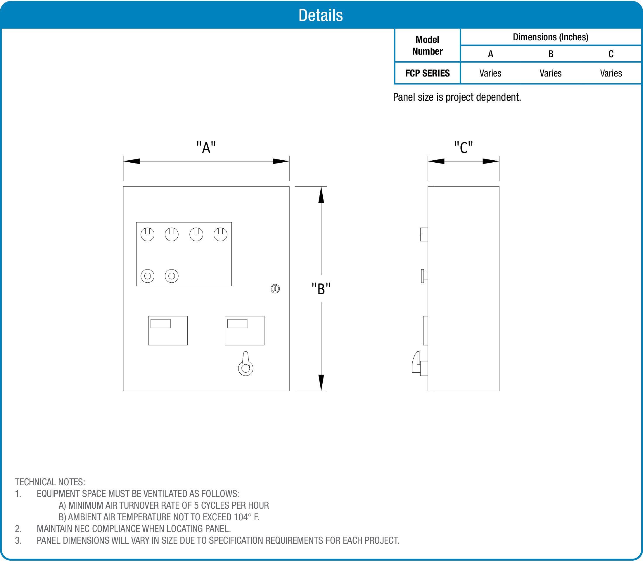Fountain Control Panel product data chart