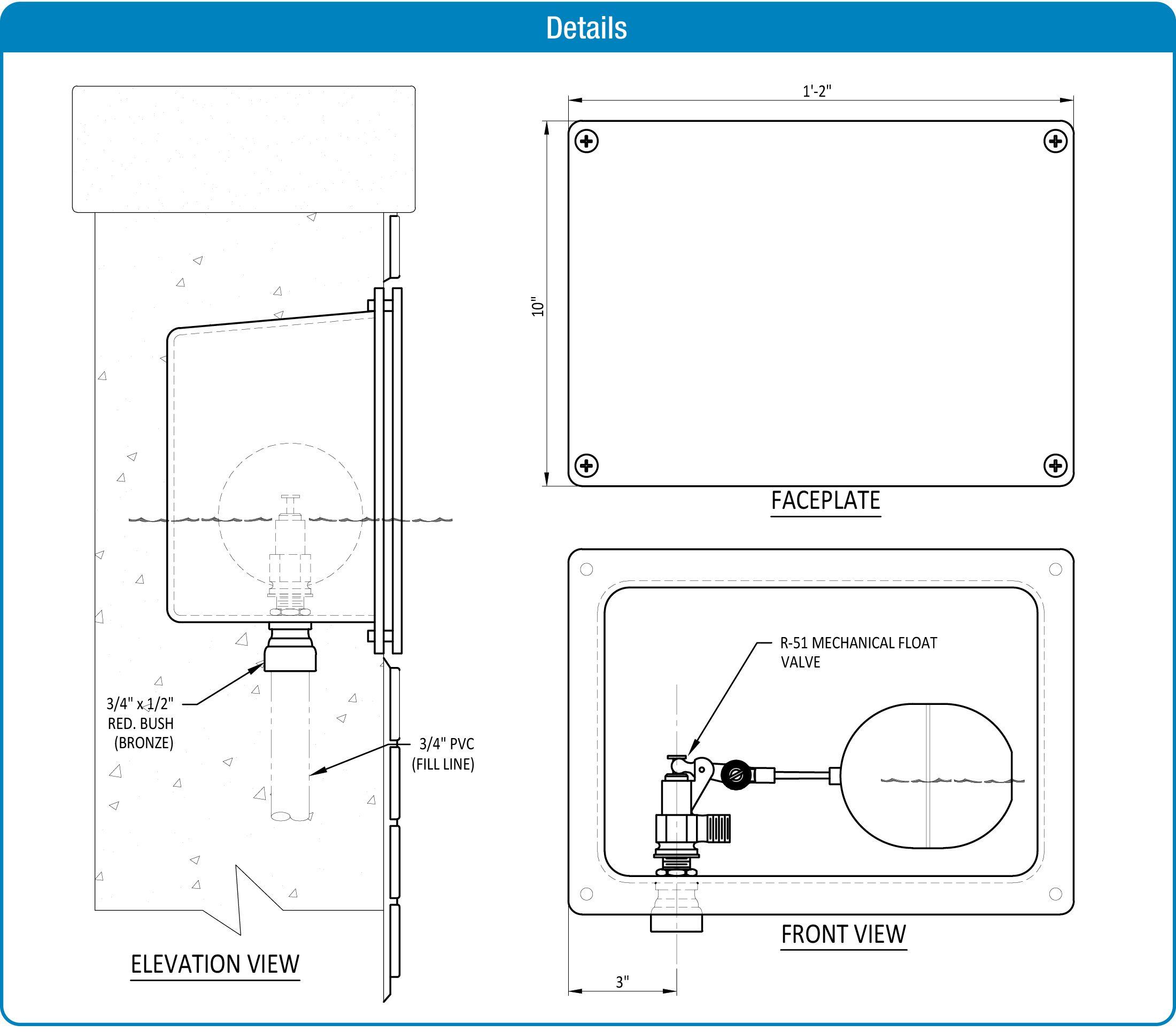Mechanical Float Valve with Niche product data chart